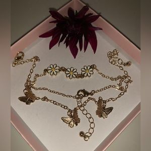 Brand New - Set of (2) Anklets - Butterfly and Flower  🌼